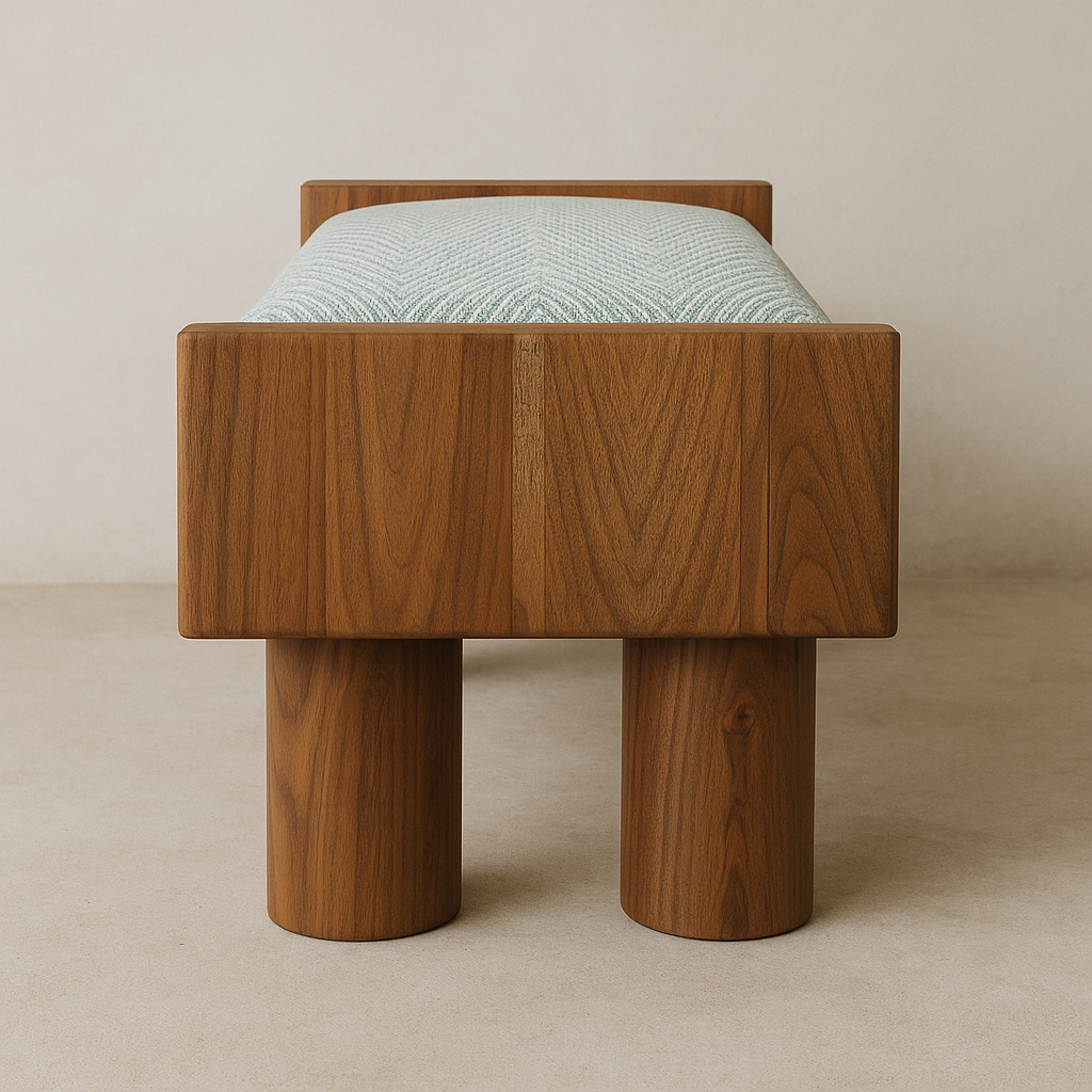 Ilyna Herringbone End of Bed Bench Seat Recycled Teak