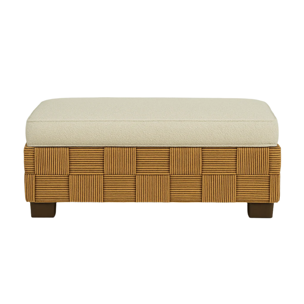 Brereton 59 Inch End of Bed Boucle Bench Wooden Feet