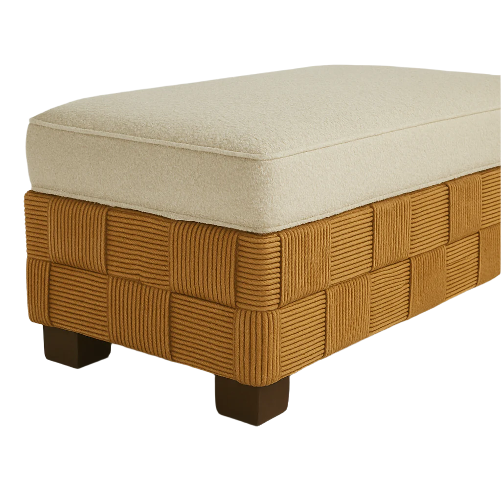 Brereton 59 Inch End of Bed Boucle Bench Wooden Feet