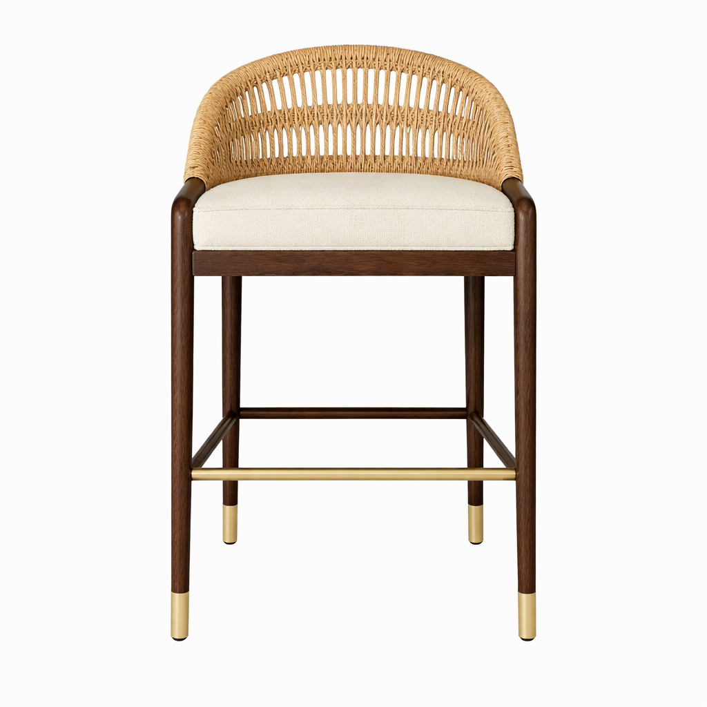 Fara Rope-Backed & Upholstered Bar & Counter Stool
