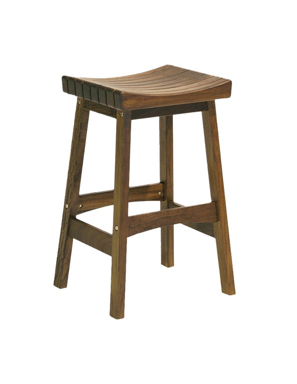 Gregoire Backless Teak Outdoor Bar Stool