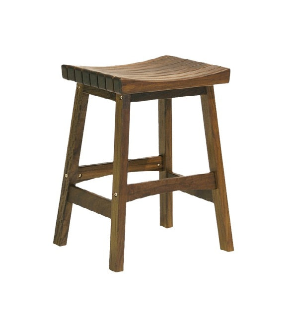 Gregoire Backless Teak Outdoor Bar Stool
