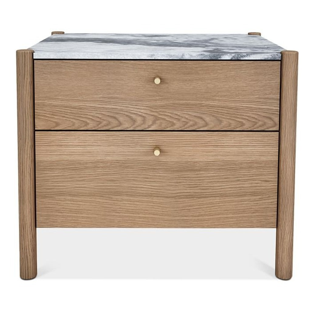 Luca White Oak 2 Drawer Nightstand
