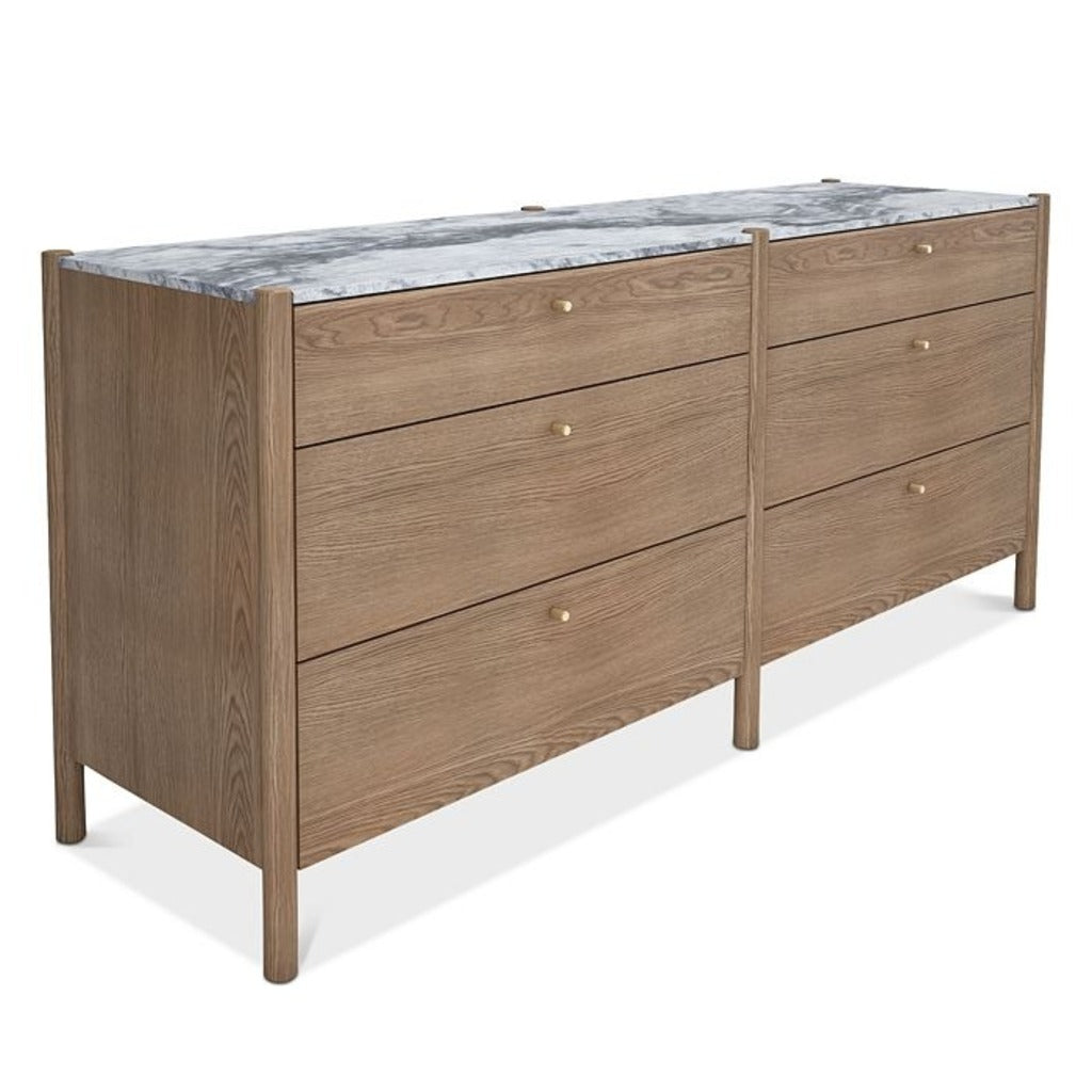 Luca White Oak 6 Drawer Dresser