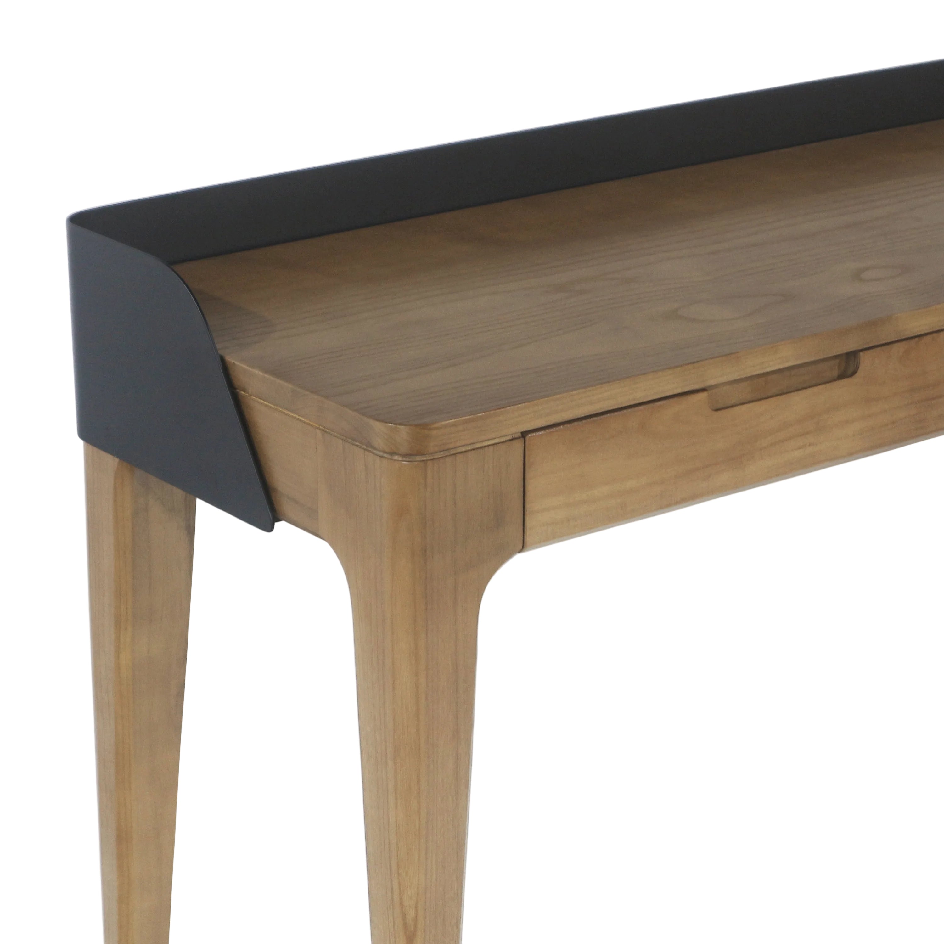 Millis Light Teak Finish with Matte Black Steel Cover Desk