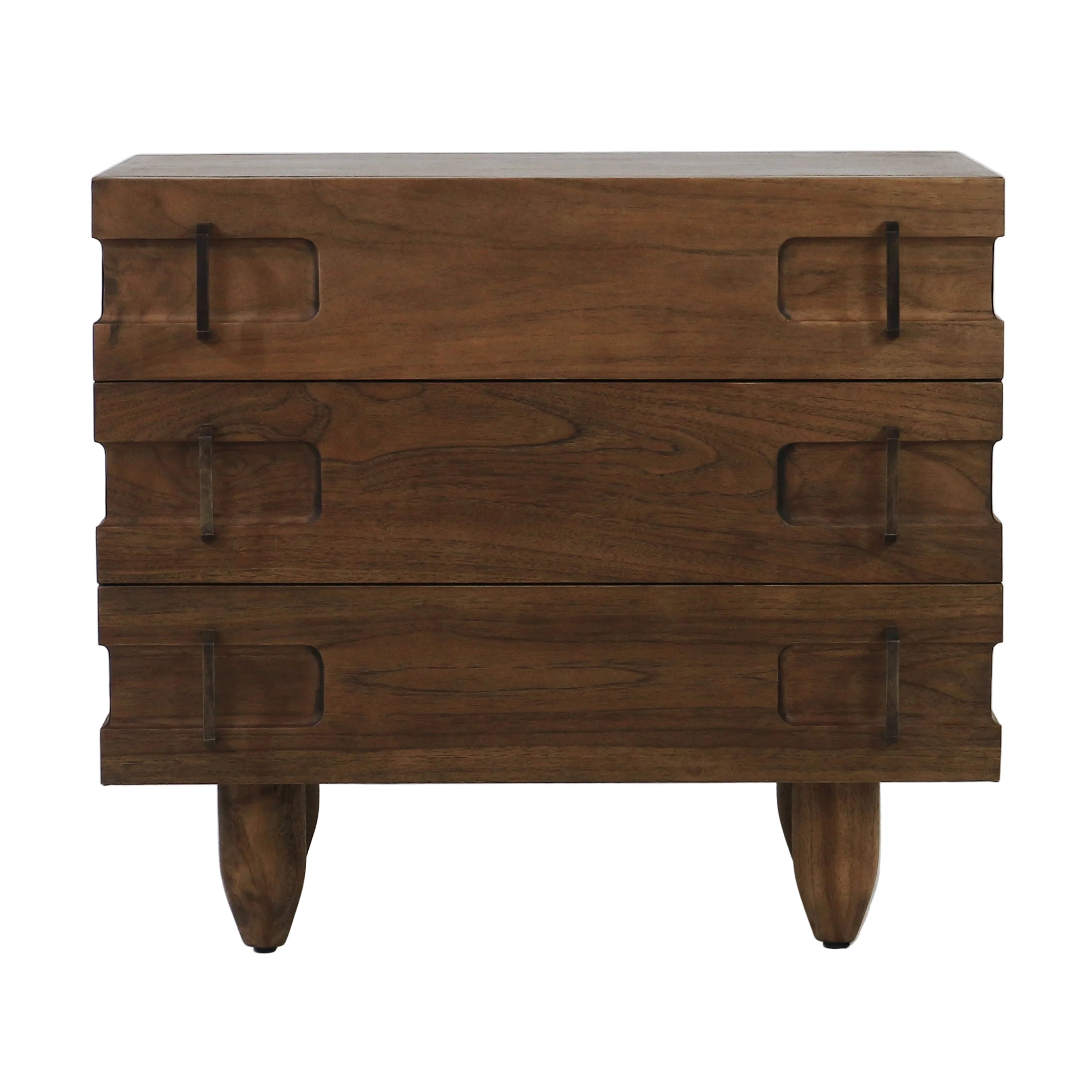 Ravello Large Solid Oak Nightstand with Brushed Bronze Handles