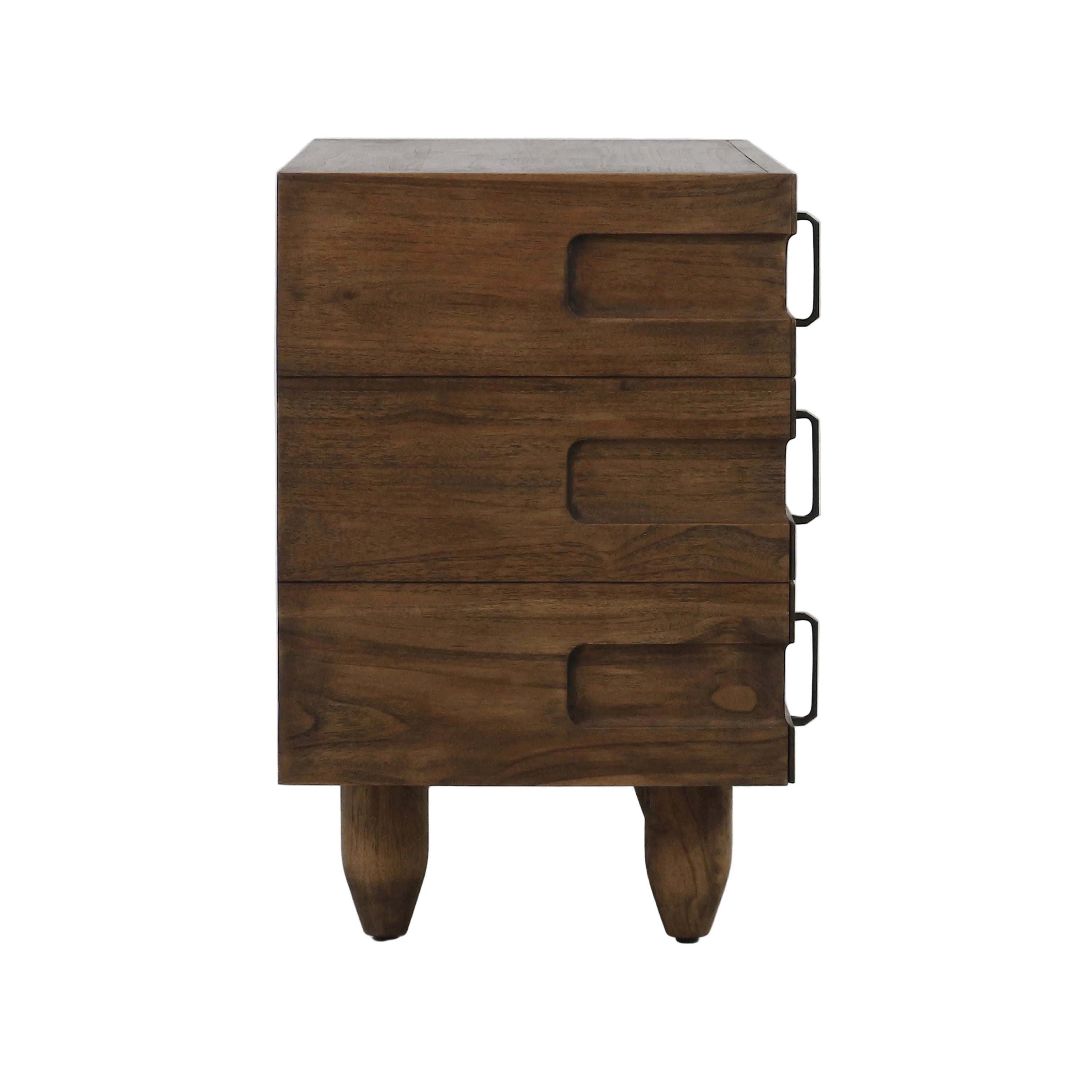 Ravello Large Solid Oak Nightstand with Brushed Bronze Handles