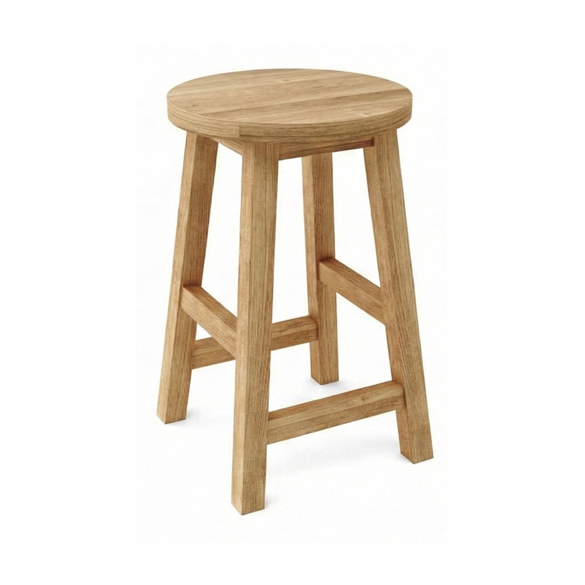 Aimee Round Backless Teak Outdoor Bar Stool