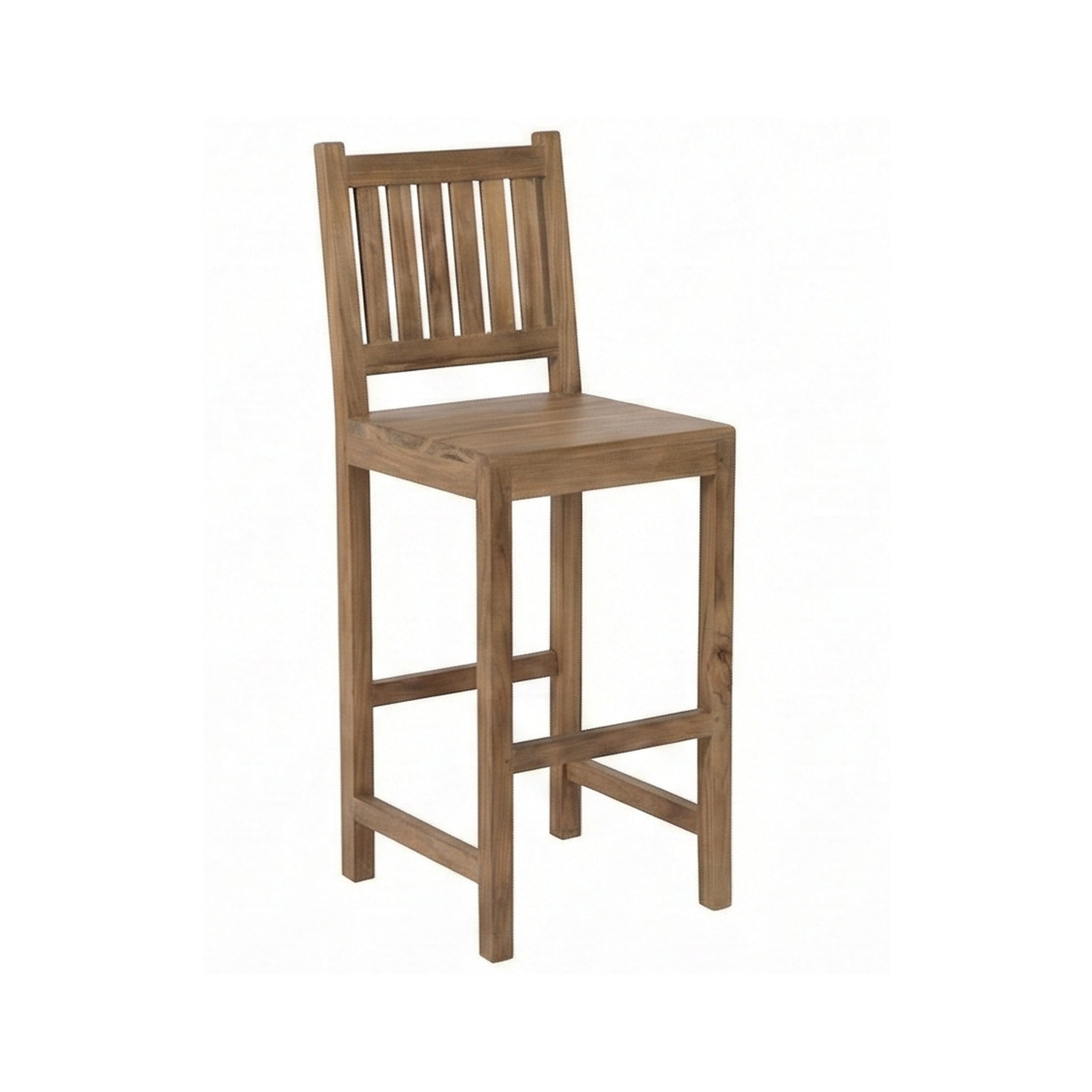 Patrice Upholstered Armless Teak Outdoor Bar Stool
