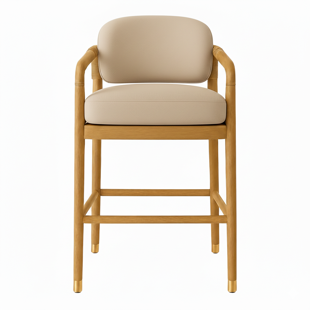 Paros Wooden Rope-Backed & Upholstered Bar & Counter Stool