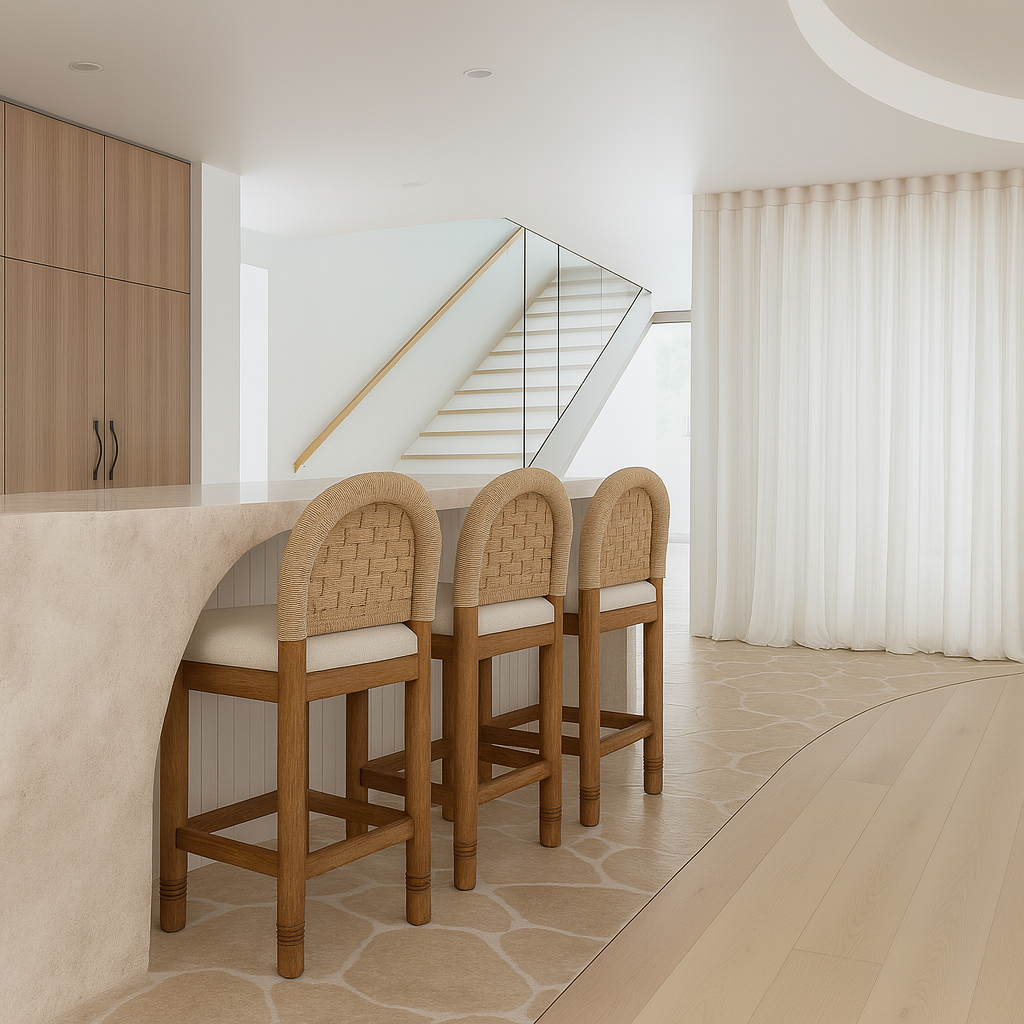 Sophia Solid Oak with Woven Back Bar & Counter Stool