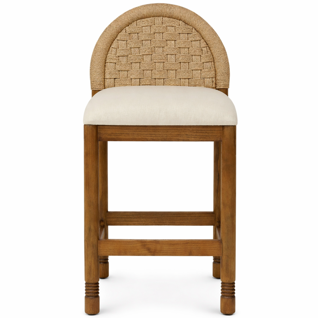 Sophia Solid Oak with Woven Back Bar & Counter Stool