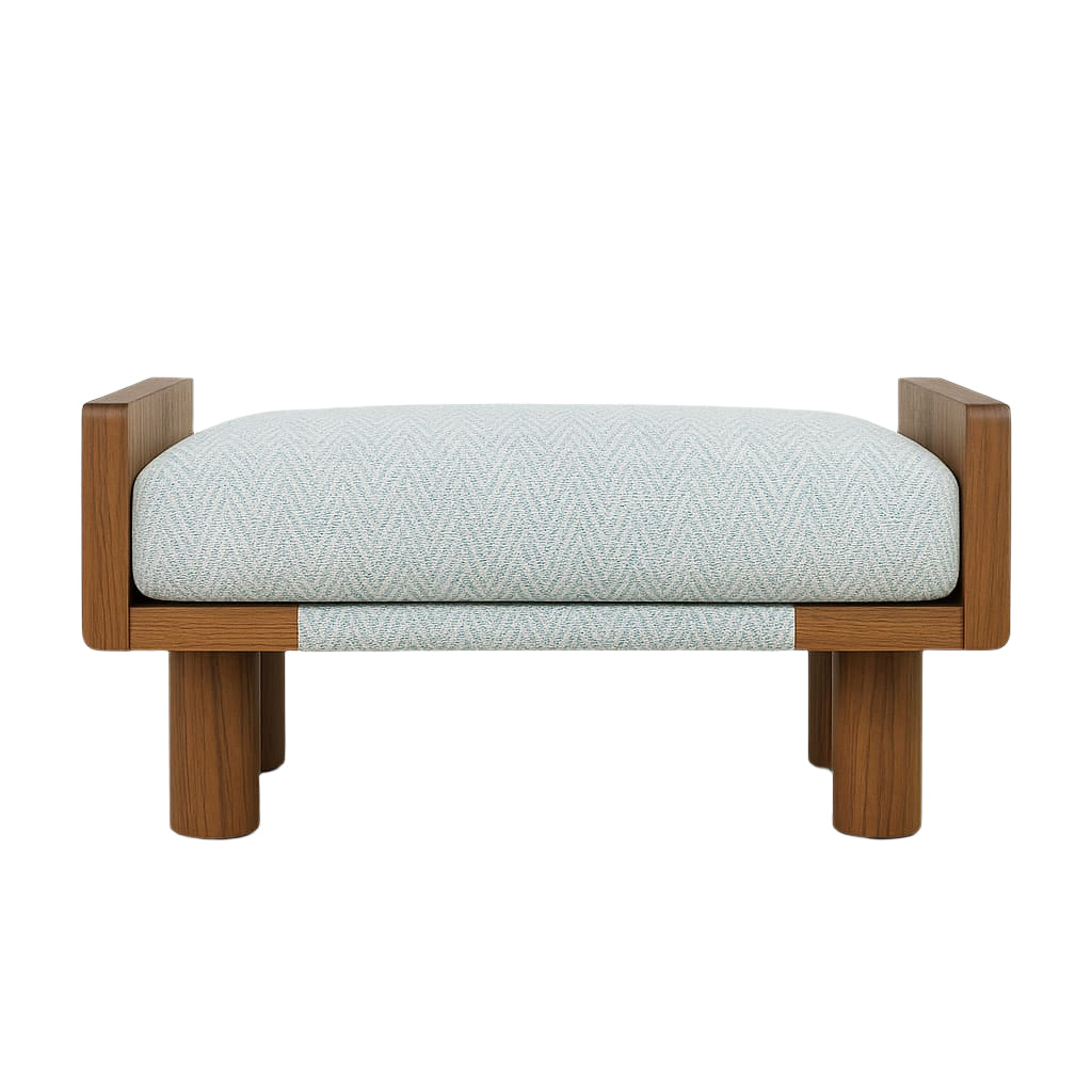 Ilyna Herringbone End of Bed Bench Seat Recycled Teak