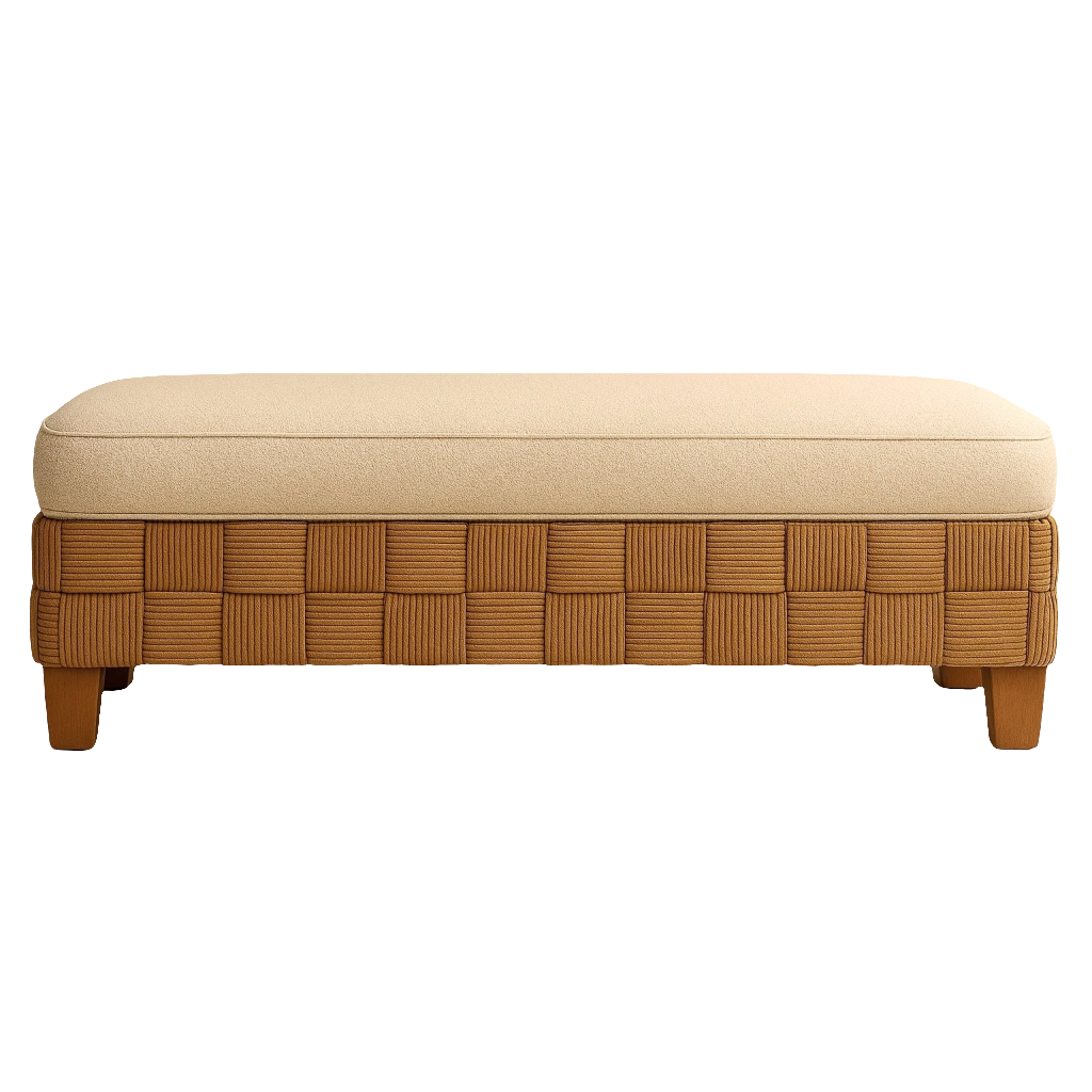 Brereton 75 Inch End of Bed Boucle Bench Wooden Feet