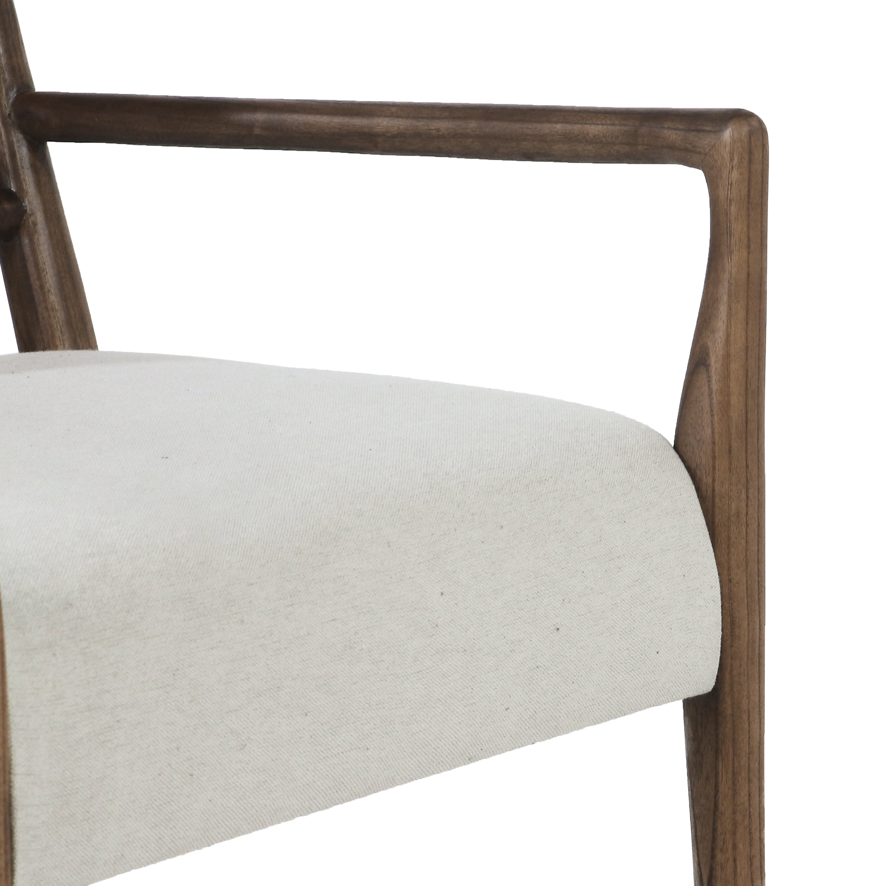 Claude Wooden Armchair with Woven Back and Upholstered Seat - INTERIORTONIC