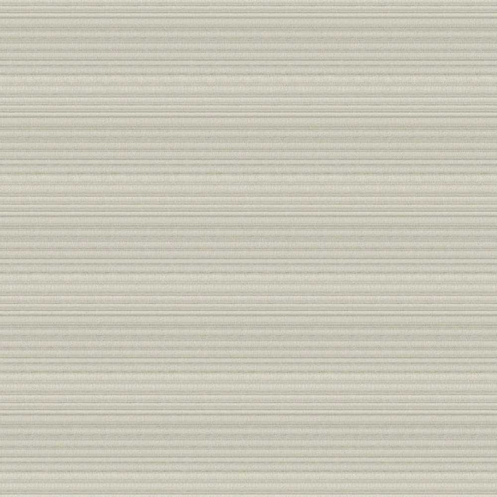 Full-frame swatch of cream 100% polyester upholstery fabric with subtle horizontal ribbed stripes and a contemporary neutral texture, ideal for sofas.