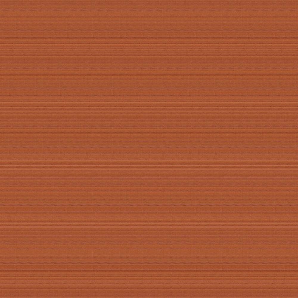 Square swatch of rust-orange 100% polyester upholstery fabric with fine horizontal ribbed texture and a contemporary, minimalist look suitable for sofa upholstery.