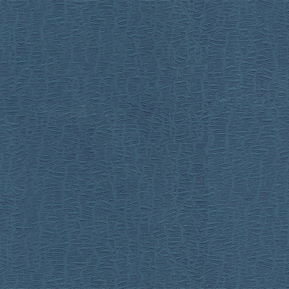 Close-up of a slate-blue upholstery fabric swatch showing a subtle raised abstract texture; 50% cotton 50% polyester blend suitable for sofas.