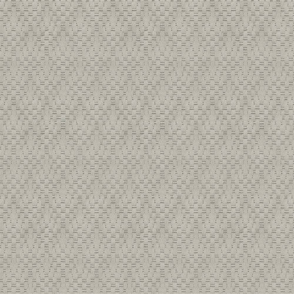 Close-up of a light beige neutral woven upholstery fabric showing a small staggered rectangular basket-weave texture; 30% cotton, 70% polyester, ideal for contemporary sofas.