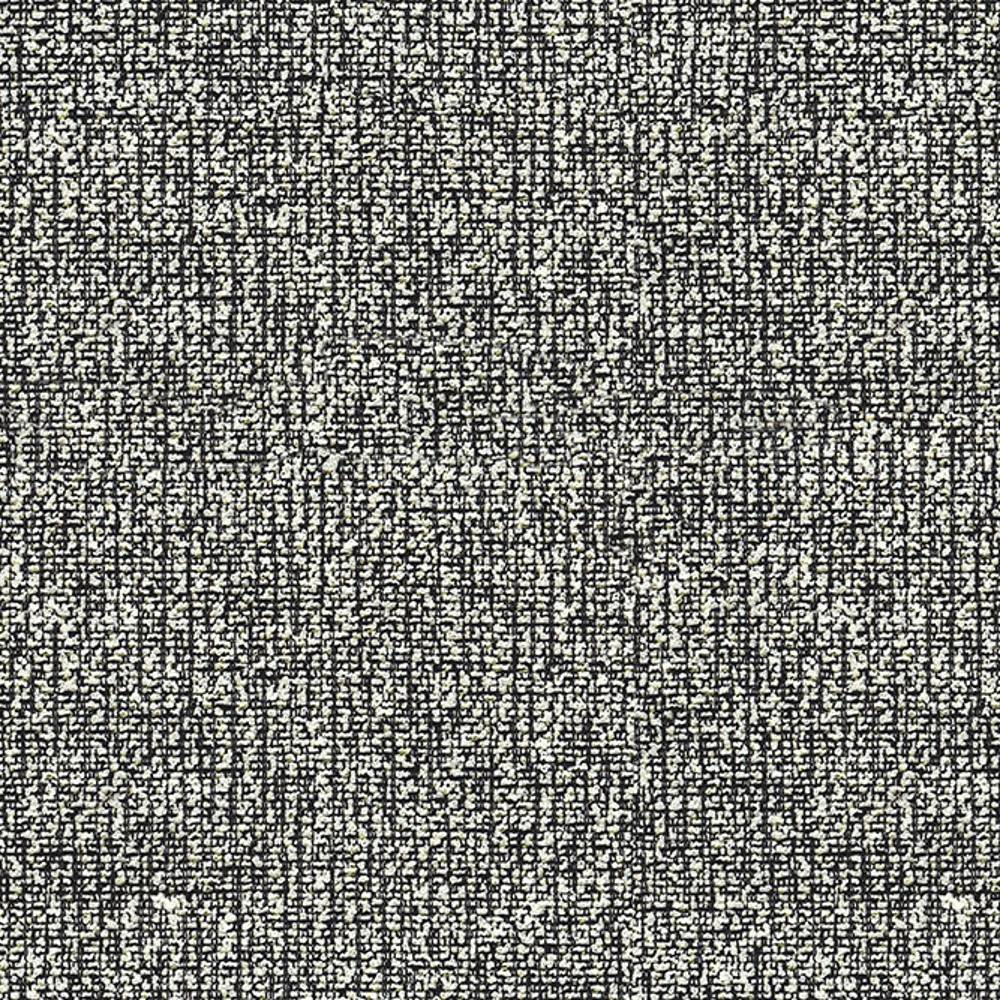 Close-up of a woven 100% polyester upholstery fabric in cream and charcoal tones, showing a tight contemporary texture suitable for sofas.