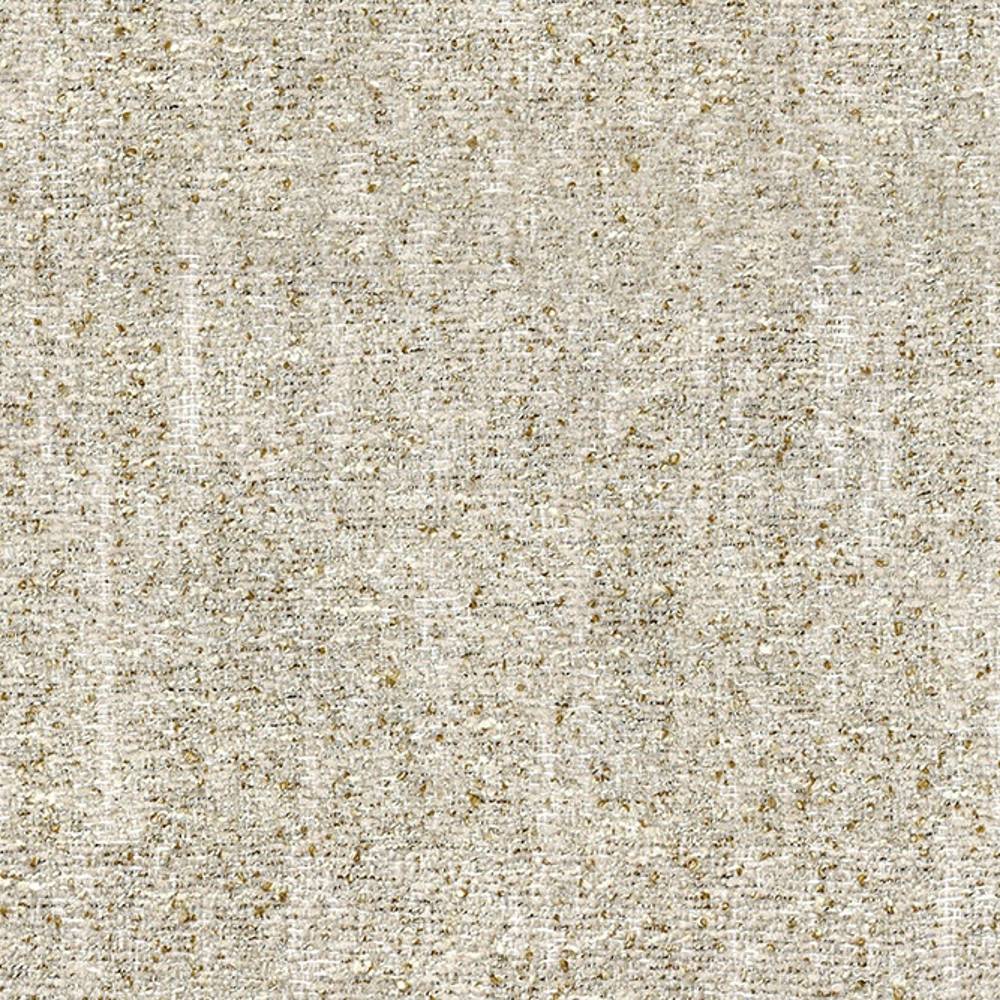 Close-up of beige woven upholstery fabric swatch for sofas, a neutral contemporary textile in 63% polyester, 20% cotton and 17% viscose with a subtle speckled, textured weave.