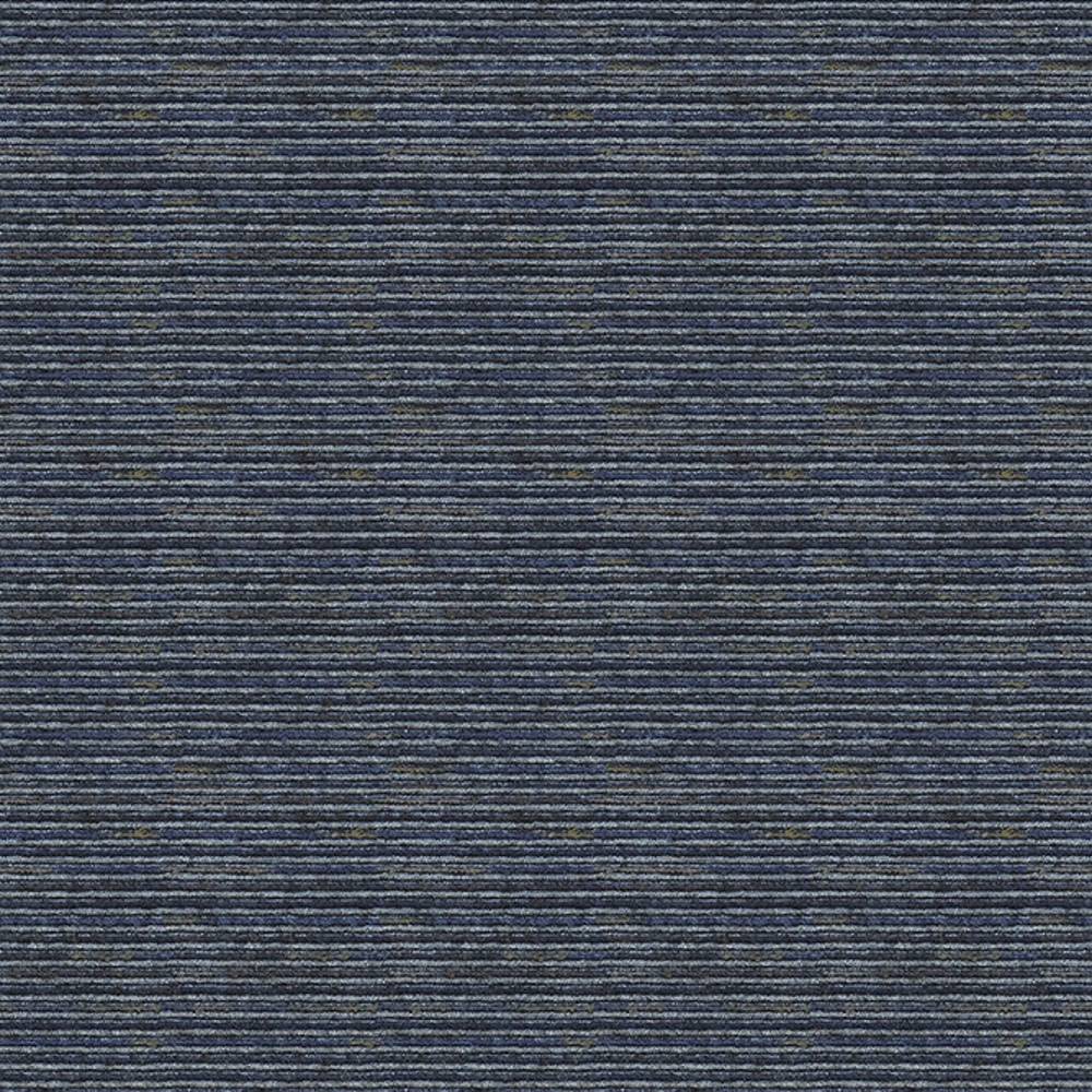 Close-up of charcoal gray and navy fine horizontal striped upholstery fabric with a subtle heathered texture, viscose-blend composition (75% viscose, 24% polyester, 1% acrylic) suited for contemporary sofas.