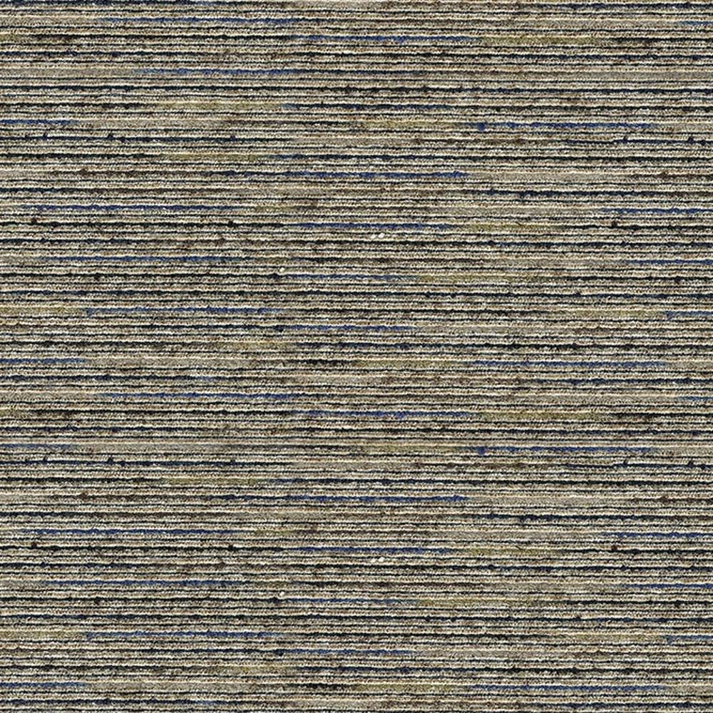 Close-up of gray viscose-blend upholstery fabric (75% viscose, 24% polyester) with fine horizontal ribbed stripes and subtle blue flecks, textured for contemporary sofa use.
