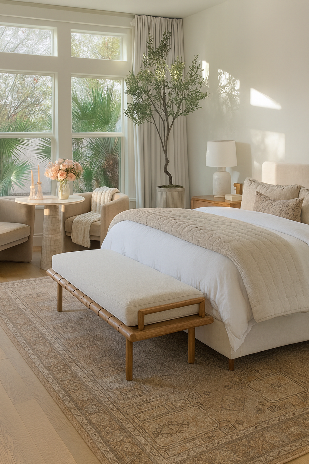 50" Mosely Boucle End of Bed Bench Seat