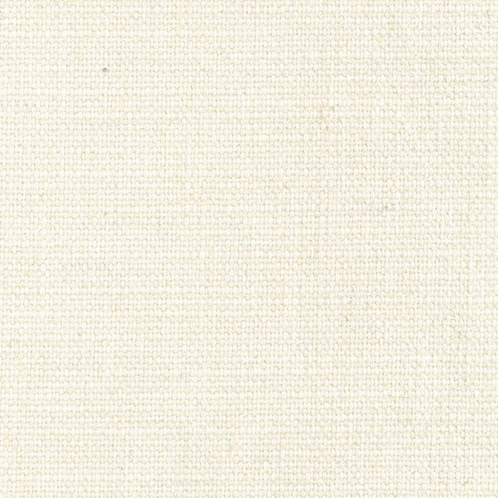 Close-up of neutral cream woven upholstery fabric showing a subtle linen-like texture and tight weave; composition: 6% wool, 20% linen, 43% viscose, 16% acrylic, 15% polyester.