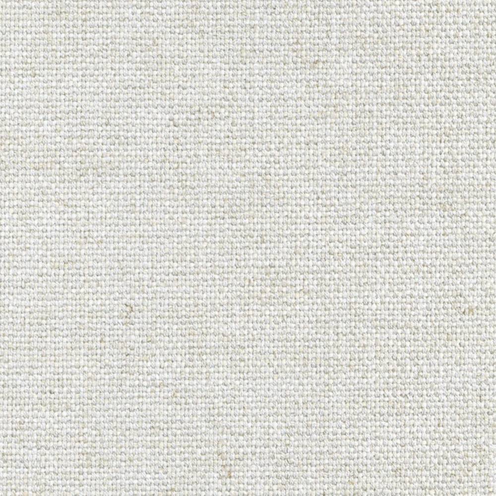 Close-up of cream-beige woven upholstery fabric, a linen-viscose-acrylic-polyester blend, showing fine plain weave texture suitable for contemporary sofas and office seating.
