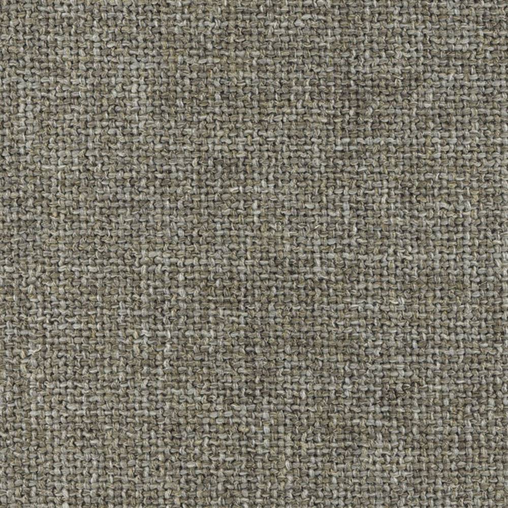 Close-up of neutral beige woven upholstery fabric showing a coarse basket-weave texture; 10% linen, 25% acrylic, 65% polyester blend intended for sofa upholstery.