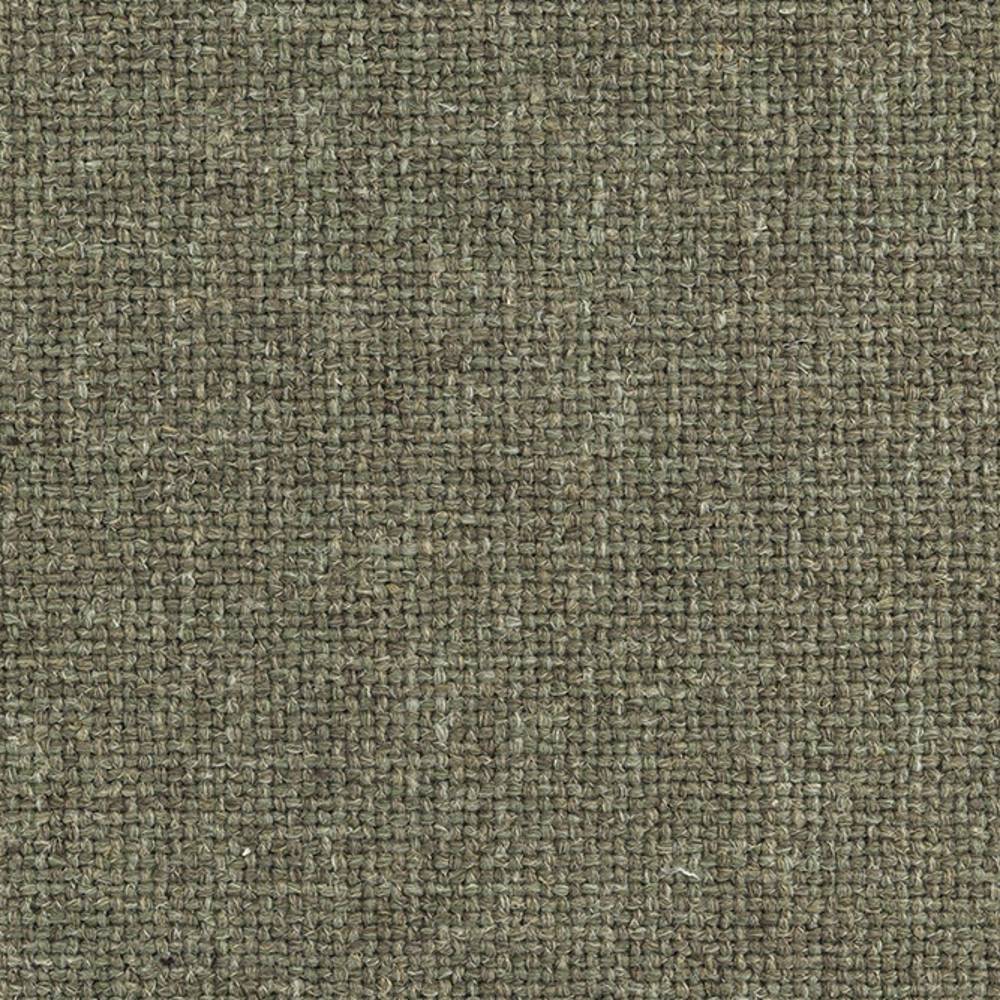 Close-up of an olive-neutral woven upholstery fabric swatch showing textured basket-weave; 10% linen, 25% acrylic, 65% polyester blend suitable for heavy-duty contemporary sofa upholstery.