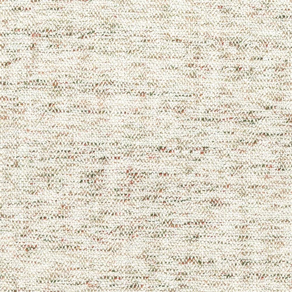 Close-up of a beige neutral upholstery fabric swatch showing a soft woven texture with subtle multicolored flecks; 5% linen, 10% rayon, 35% acrylic and 50% polyester blend for sofa use.