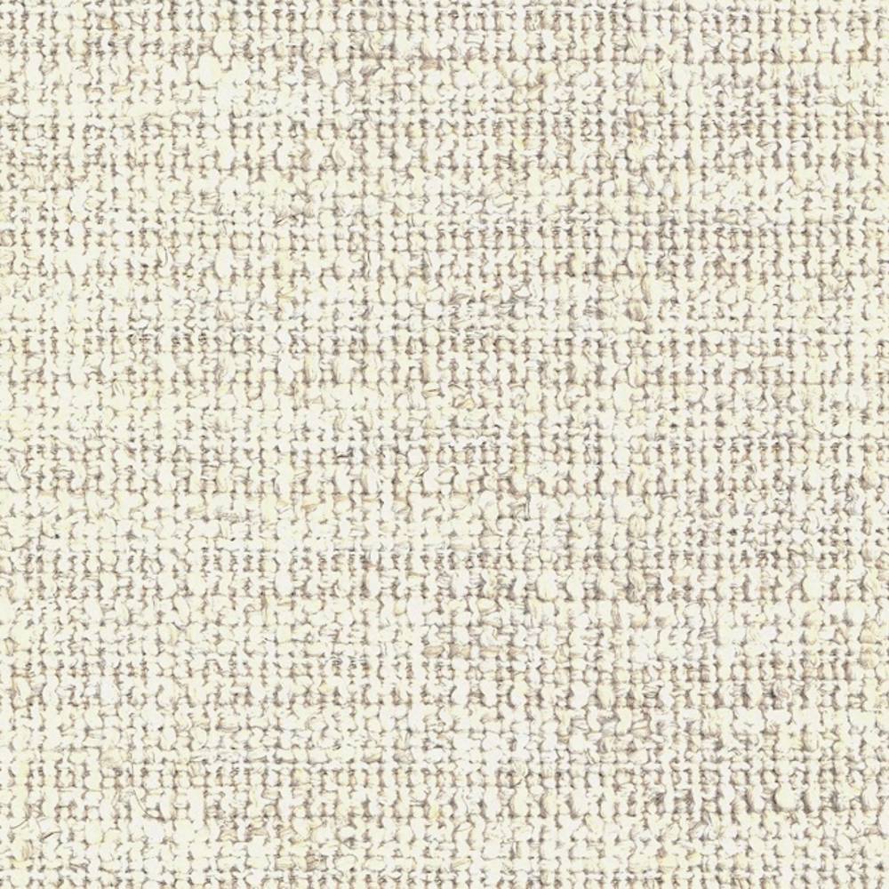 Close-up of a beige and cream woven upholstery fabric showing a looped bouclé texture; 14% linen, 16% rayon, 22% acrylic and 48% polyester blend, ideal for sofa upholstery.
