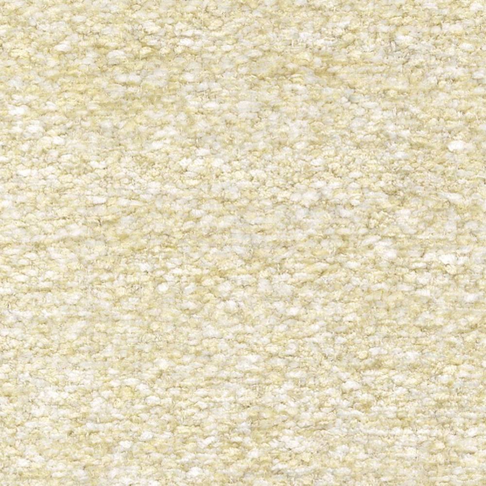 Close-up of cream boucle upholstery fabric with a soft, nubby texture; 87% polyester, 6% linen and 7% rayon blend suitable for indoor sofa upholstery.
