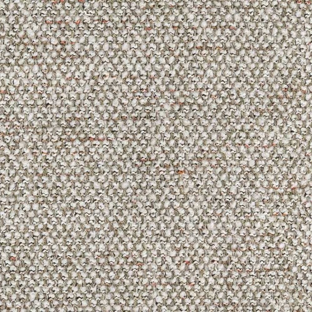 Close-up of neutral beige woven upholstery fabric showing a tight textured weave with subtle tan and cream flecks; 9% linen, 30% acrylic, 61% polyester blend for sofa use.