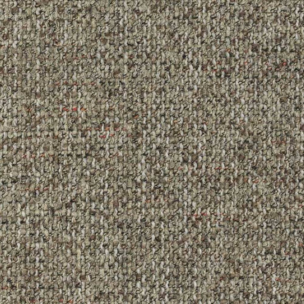 Close-up of beige looped upholstery fabric with a textured basket-weave appearance and subtle brown and muted orange flecks; 9% linen, 30% acrylic, 61% polyester blend for heavy-duty sofa use.