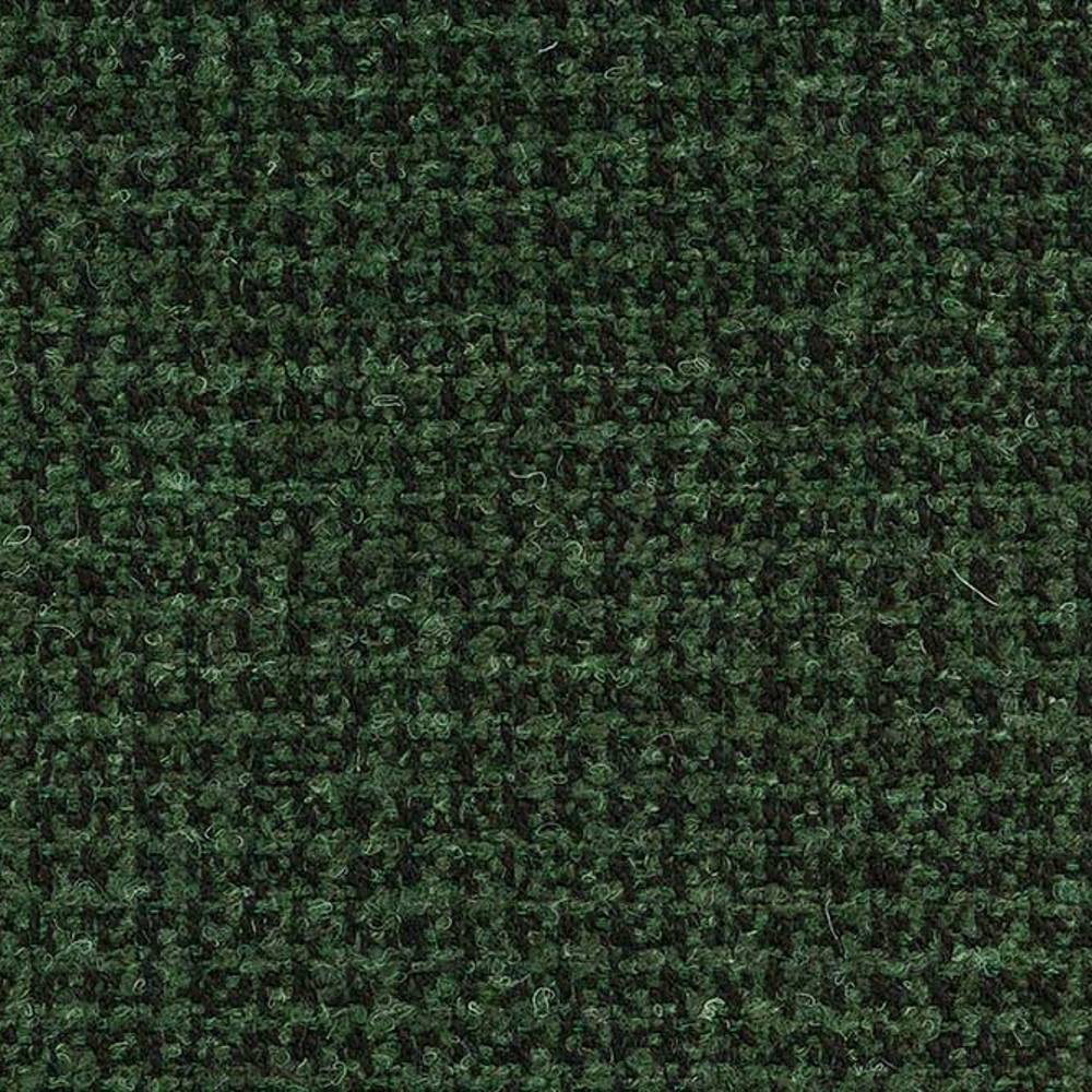 Close-up of dark green tweed upholstery fabric showing looped woven texture and subtle flecks, a 10% wool, 45% acrylic, 5% linen and 40% polyester blend ideal for sofa upholstery.