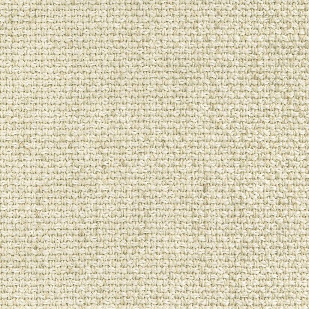 Close-up of neutral cream-beige woven upholstery fabric showing tight looped texture; composition 13% linen, 45% acrylic and 42% polyester, designed for heavy-duty sofa use.