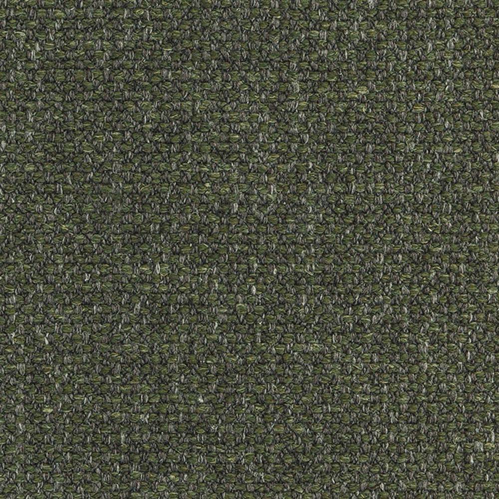Close-up of olive-green woven upholstery fabric in a 13% linen, 45% acrylic, 42% polyester blend showing a small textured looped weave, ideal for sofa upholstery.