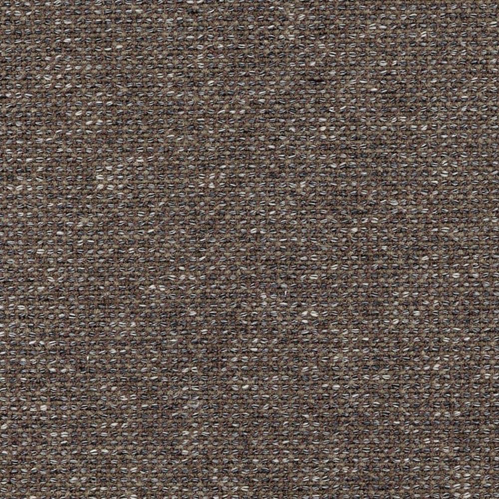 Close-up of beige neutral woven upholstery fabric in brown-taupe tones, showing a textured basketweave of blended fibers (52% rayon, 10% cotton, 38% polyester).