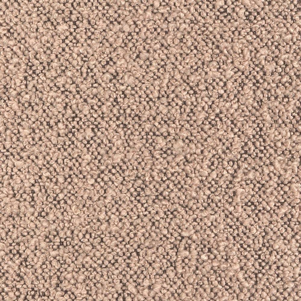 Close-up of cream boucle upholstery fabric showing tight looped texture and soft pile; 31% wool, 55% acrylic, 14% polyester blend ideal for sofa upholstery.