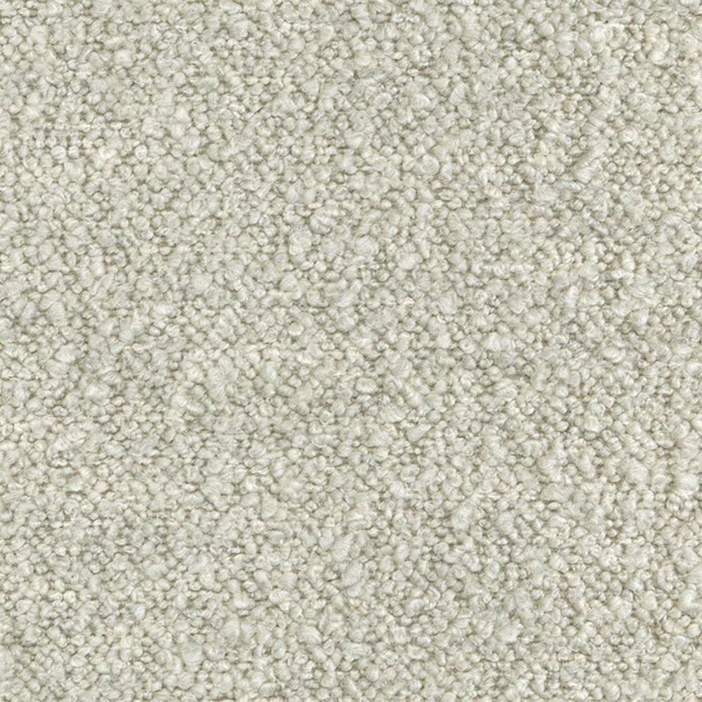 Close-up of cream upholstery fabric showing a looped bouclé texture; 31% wool, 55% acrylic and 14% polyester blend designed for modern sofas.