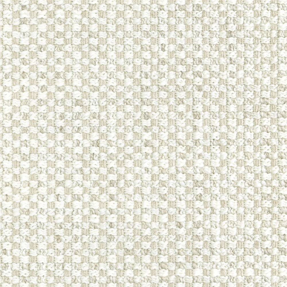 Close-up of cream-beige woven upholstery fabric showing a small textured basketweave pattern; 17% wool, 62% acrylic, 9% viscose and 12% polyester blend for indoor sofa use.