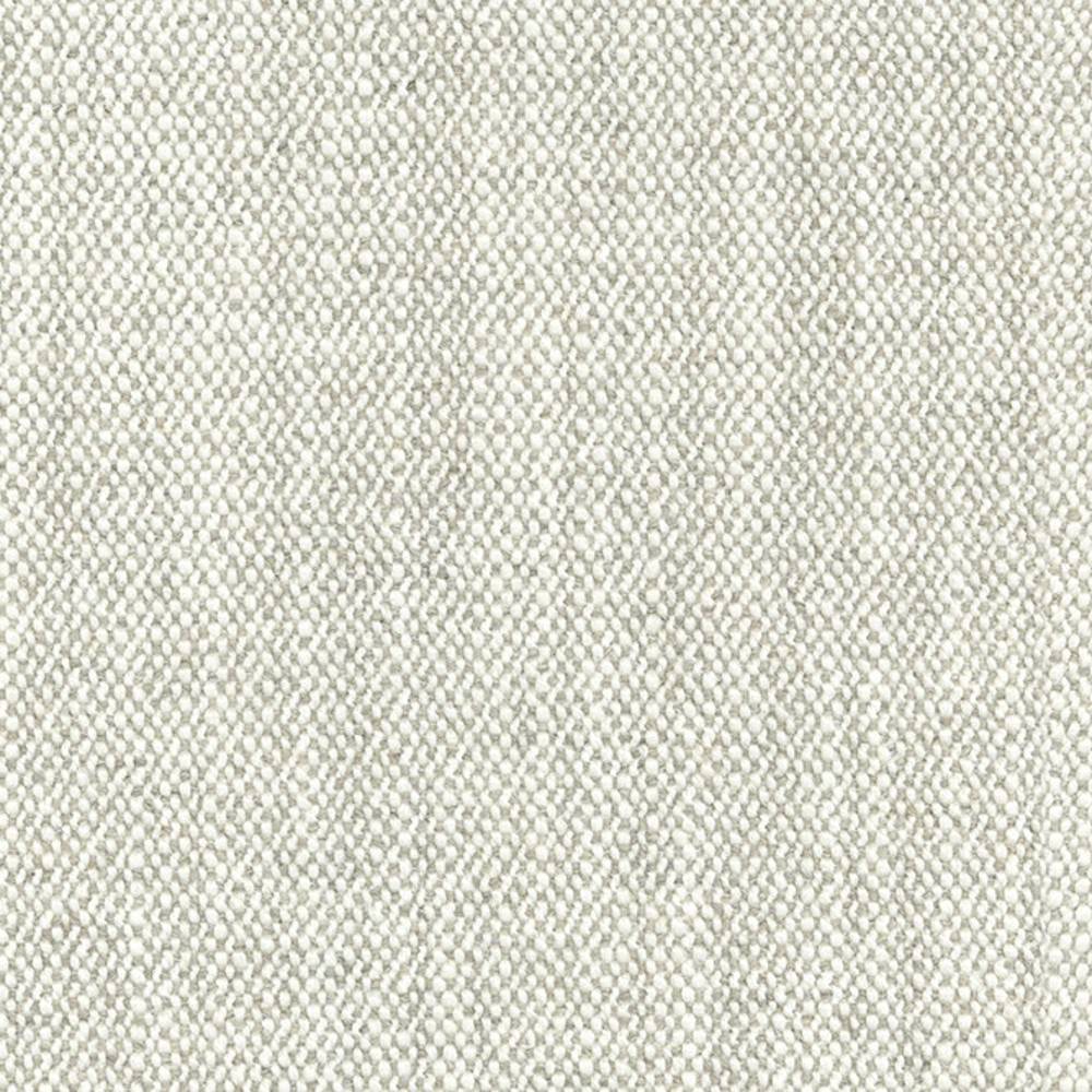 Close-up of neutral cream upholstery fabric showing a tight pebble weave texture, a wool/linen/acrylic/polyester blend suited for contemporary sofa upholstery.