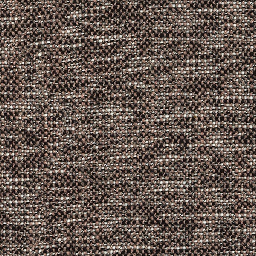 Close-up of a contemporary sofa upholstery fabric swatch in mottled brown and beige, tightly woven blend of 18% wool, 57% acrylic and 24% polyester.