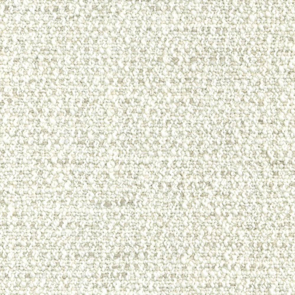 Close-up of cream boucle upholstery fabric with a soft looped texture, composed of 19% wool, 5% linen, 63% acrylic and 13% polyester, intended for sofa upholstery.