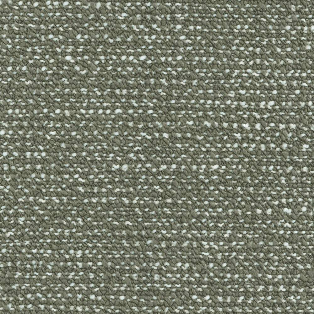 Close-up of a cream-speckled wool-linen-acrylic-polyester blend upholstery fabric in a muted green-gray tone, showing a dense textured weave ideal for sofa use.