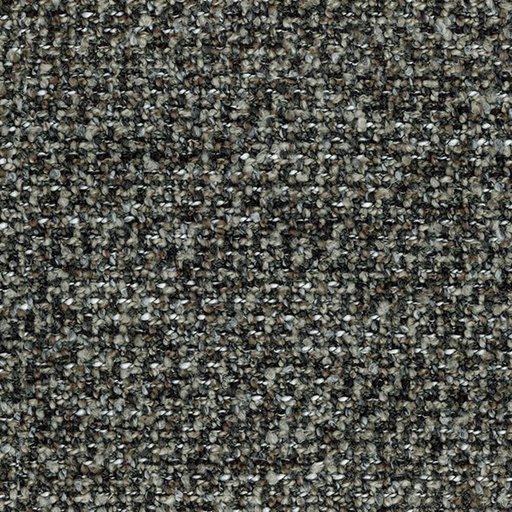 Close-up of a neutral gray, black and white houndstooth upholstery fabric swatch with a textured looped weave; 10% wool, 30% acrylic, 58% polyester and 2% linen blend for durable contemporary sofa upholstery.