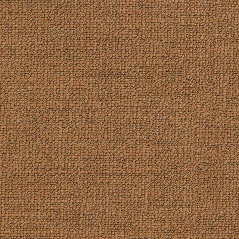 Close-up of camel-tan bouclé upholstery fabric for sofas showing a textured pebble loop weave in a neutral tone, woven from a 15% wool, 70% acrylic, 15% polyester blend.
